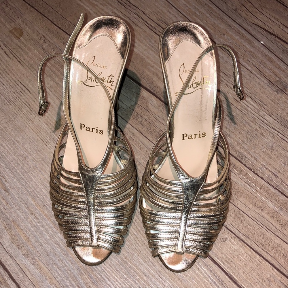 Christian Louboutin Gold Strappy Sandals